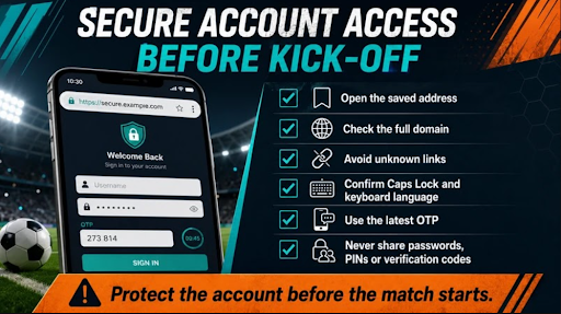 Secure login and account access checklist before kick-off